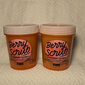 Set of 2 New Victoria’s Secret PINK Berry Glow Boosting Body Scrubs